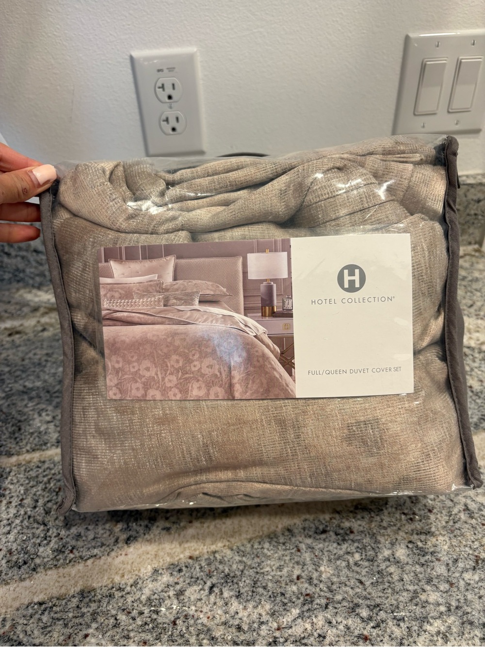 Hotel Collection Neutral Taupe Full/Queen Duvet Cover Set